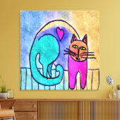 Kitty Liebe Abstrakt Cat Painting Leinwanddruck (Insitu (Wohnzimmer))