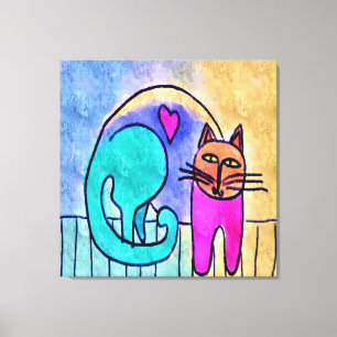 Kitty Liebe Abstrakt Cat Painting Leinwanddruck