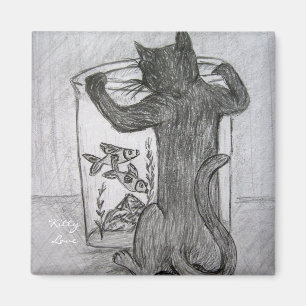 Kitty Liebe Goldfish Custom ArtRefrigerator Magnet