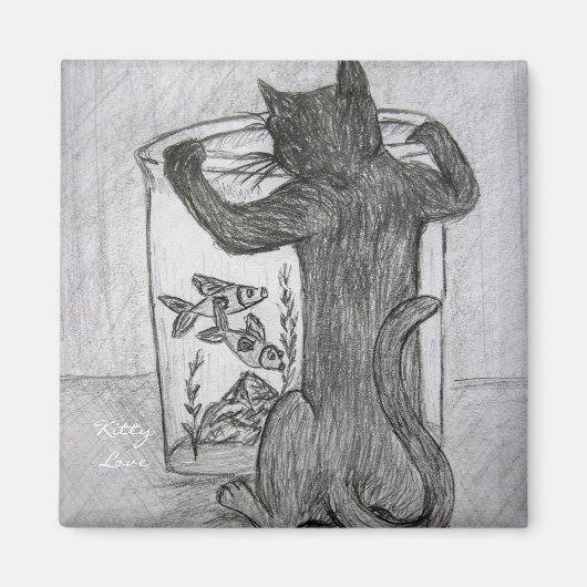 Kitty Liebe Goldfish Custom ArtRefrigerator Magnet (Vorne)