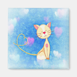 Kitty Liebe Hearts Blue Magnet