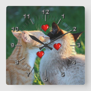 Kitty Liebe Quadratische Wanduhr