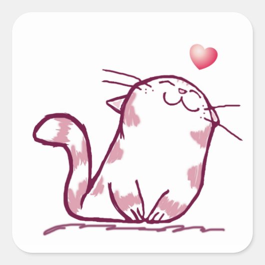 Kitty Liebe Quadratischer Aufkleber (Vorderseite)