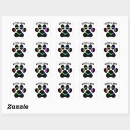 Kitty Liebe Rainbow Herz Quadratischer Aufkleber