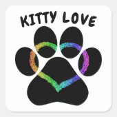 Kitty Liebe Rainbow Herz Quadratischer Aufkleber (Vorderseite)