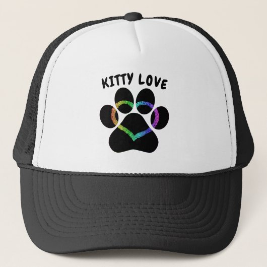 Kitty Liebe Rainbow Herz Truckerkappe (Vorderseite)
