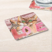 Kitty Liebe Rechteckiger Pappuntersetzer (angewinkelt)