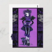 Kitty Lila Gothic Cat Viktorianisch Angel Postcard Postkarte (Vorne/Hinten)