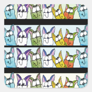 Kitty Lineup-farbige Katzen Quadratischer Aufkleber