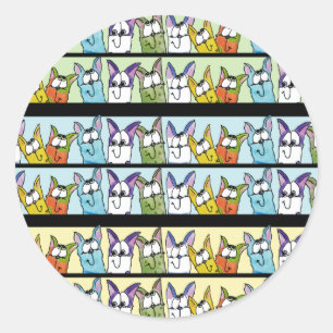 Kitty Lineup-farbige Katzen Runder Aufkleber