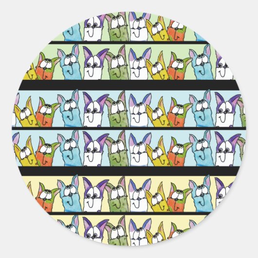 Kitty Lineup-farbige Katzen Runder Aufkleber (Vorderseite)