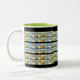 Kitty Lineup-farbige Katzen Zweifarbige Tasse