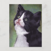 Kitty Looking Up: Kat in Ölpastel Postkarte (Vorderseite)