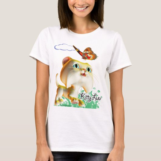 Kitty Luv und Schmetterling - T - Shirt (Vorderseite)
