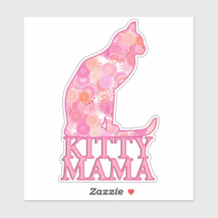 Kitty Mama Sitzkatze im rosa Fraktal Muster Aufkleber