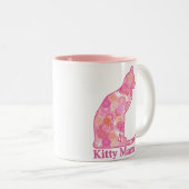 Kitty Mama Sitzkatze im rosa Fraktal Muster Zweifarbige Tasse (VorderseiteRechts)