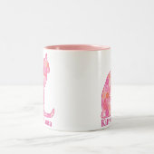 Kitty Mama Sitzkatze im rosa Fraktal Muster Zweifarbige Tasse (Mittel)