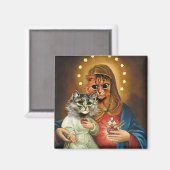 Kitty Mary und Jesus mit heiligen Herzen Magnet (Vorderseite/Rückseite)
