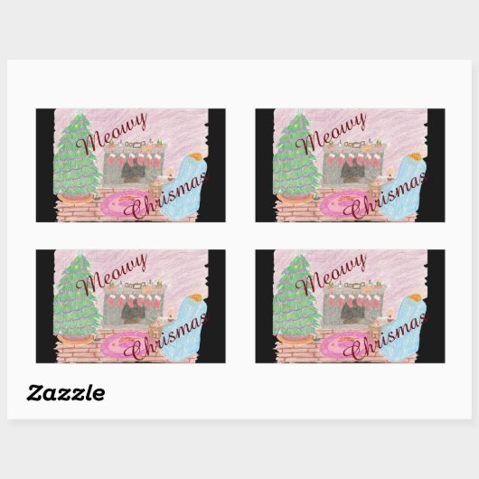 Kitty-mas Mischief (Weihnachten) Rechteckiger Aufkleber (Blatt)