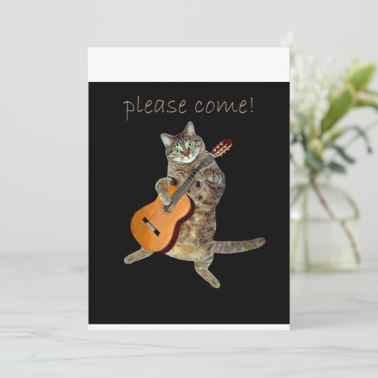 Kitty mit Gitarre Einladung (Stehend Vorderseite)