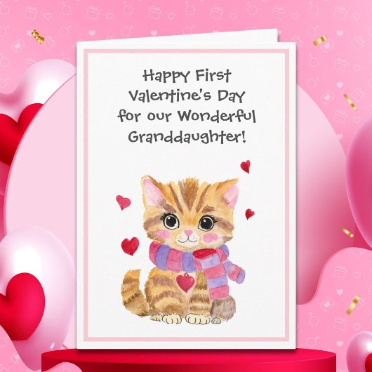 Kitty mit Herzen Valentinstag Rätsel Karte