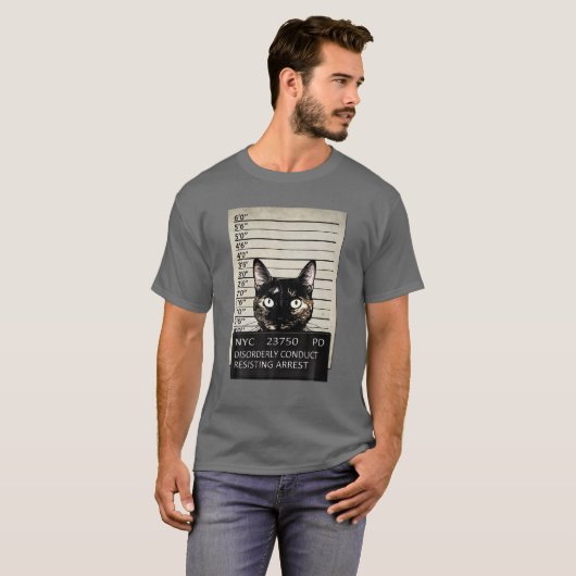 Kitty Mugshot Feline Cat Criminal Jail Prison Arre T-Shirt (Vorne ganz)