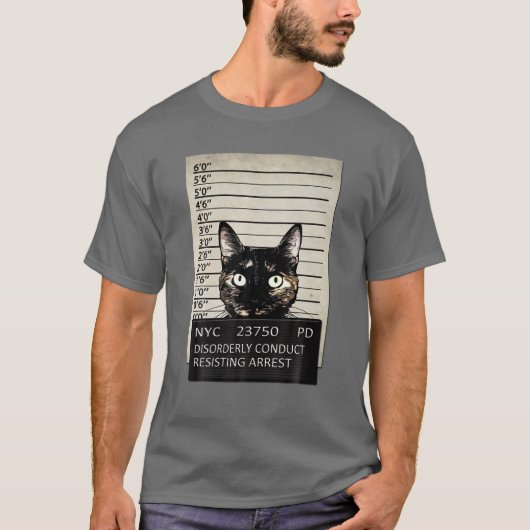 Kitty Mugshot Feline Cat Criminal Jail Prison Arre T-Shirt (Vorderseite)
