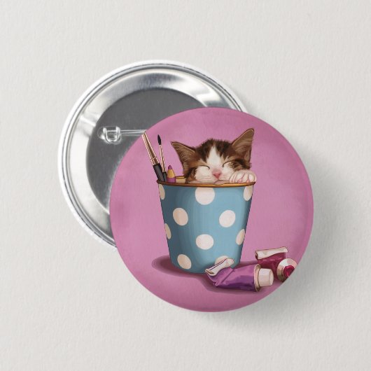 Kitty-Nickerchen Button (Vorne & Hinten)