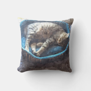 Kitty nimmt ein Nickerchen, Tabby Tiger Cat Schlaf Kissen