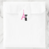 Kitty on Vacation in Paris Runder Aufkleber (Tasche)