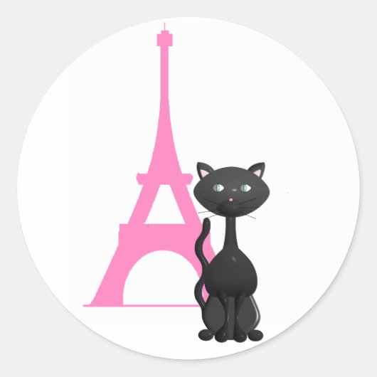 Kitty on Vacation in Paris Runder Aufkleber (Vorderseite)