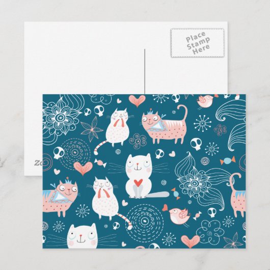 Kitty Pattern One Postkarte (Vorne/Hinten)