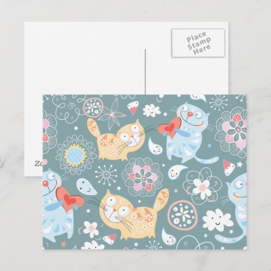 Kitty Pattern Three Postkarte (Vorne/Hinten)