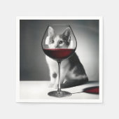 Kitty Peeking Through a Wine Glass Serviette (Vorderseite)