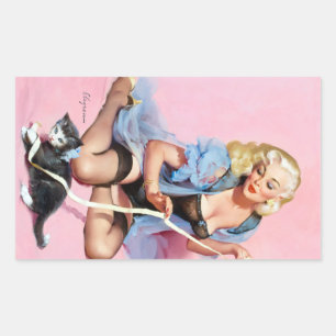 Kitty Pin Up Rechteckiger Aufkleber