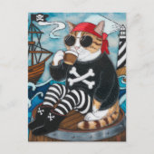 Kitty Pirate in fuzzy schwarzen Pullover mit einem Postkarte (Vorderseite)