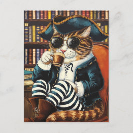 Kitty Pirate mit einem Kaffee in einem Buchladen Postkarte