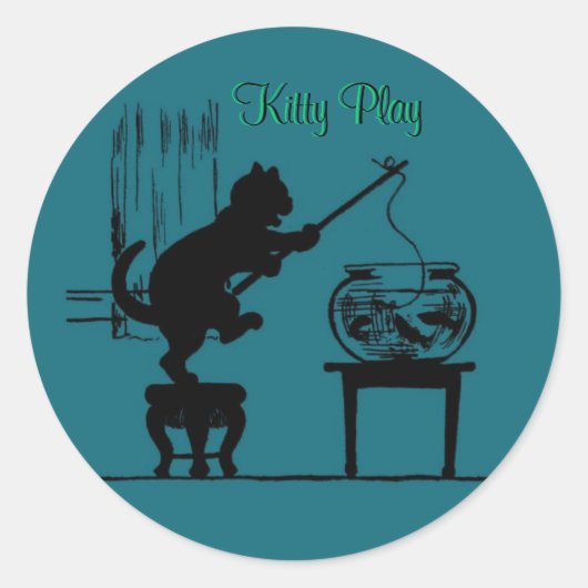 Kitty Play Green Cat Silhouette Stickers (Vorderseite)