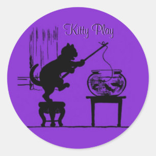 Kitty Play Lila Cat Silhouette Stickers
