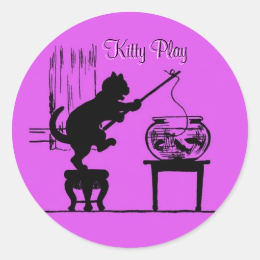 Kitty Play Pink Cat Silhouette Stickers (Vorderseite)