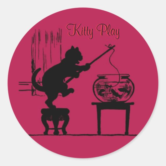 Kitty Play Red Cat Silhouette Stickers (Vorderseite)