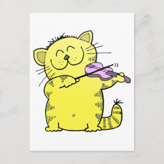 Kitty Play Violin Postkarte
