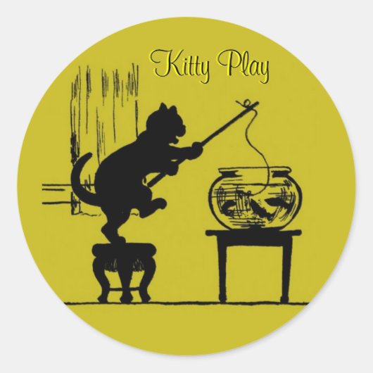 Kitty Play Yellow Cat Silhouette Stickers (Vorderseite)