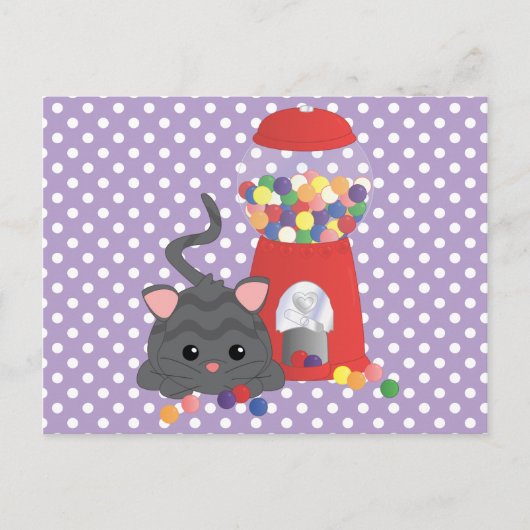 Kitty Playing mit Gumballs Postkarte (Vorderseite)