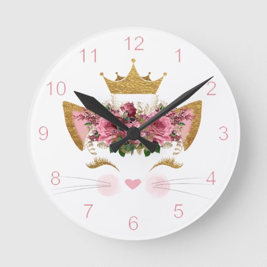 Kitty Princess Wall Clock Runde Wanduhr (Vorderseite)
