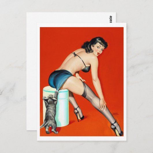 Kitty Puls Button hoch Postkarte (Vorne/Hinten)