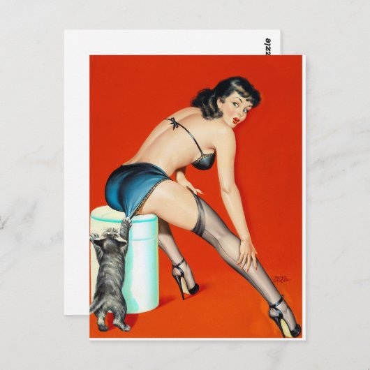 Kitty Puls Button hoch Postkarte (Vorne/Hinten)