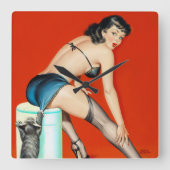 Kitty Puls Button hoch Quadratische Wanduhr (Vorderseite)