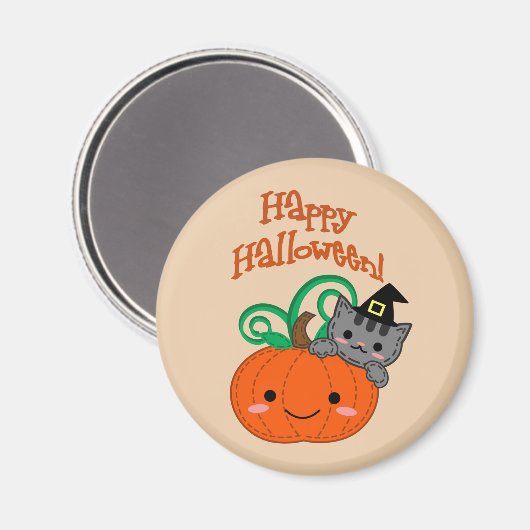 Kitty Pumpkin Magnet (Vorderseite/Rückseite)