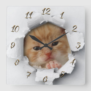 Kitty Quadratische Wanduhr